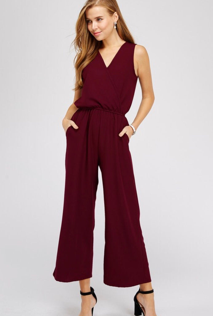 Maroon Sleeveless Jumpsuit – Magnolia Road Boutique