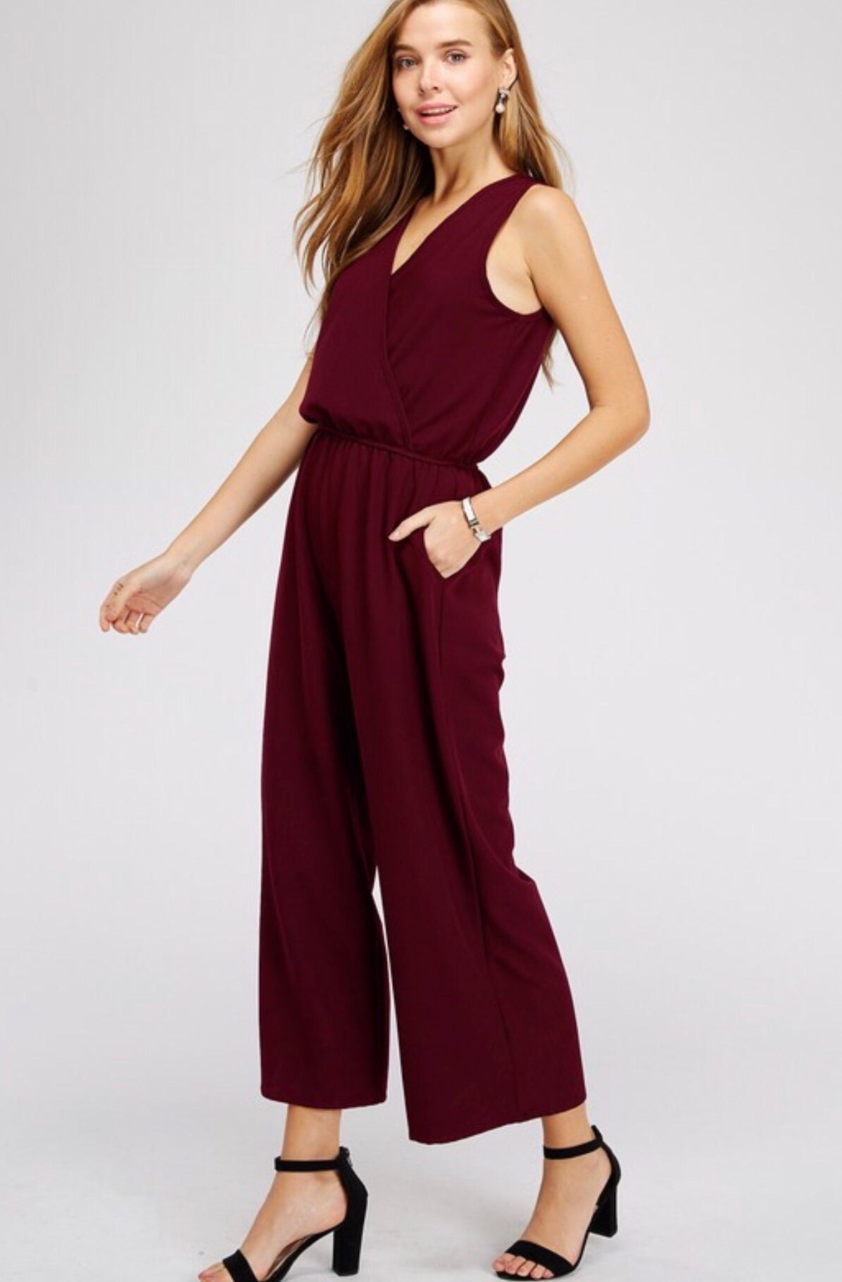 Maroon Sleeveless Jumpsuit – Magnolia Road Boutique