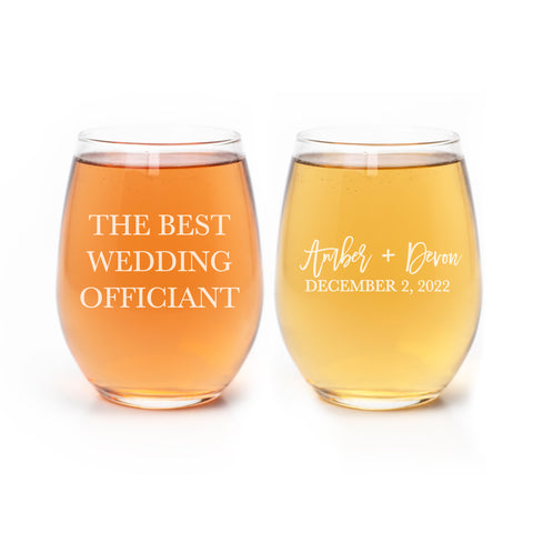 The Best Wedding Officiant Stemless Wine Glass