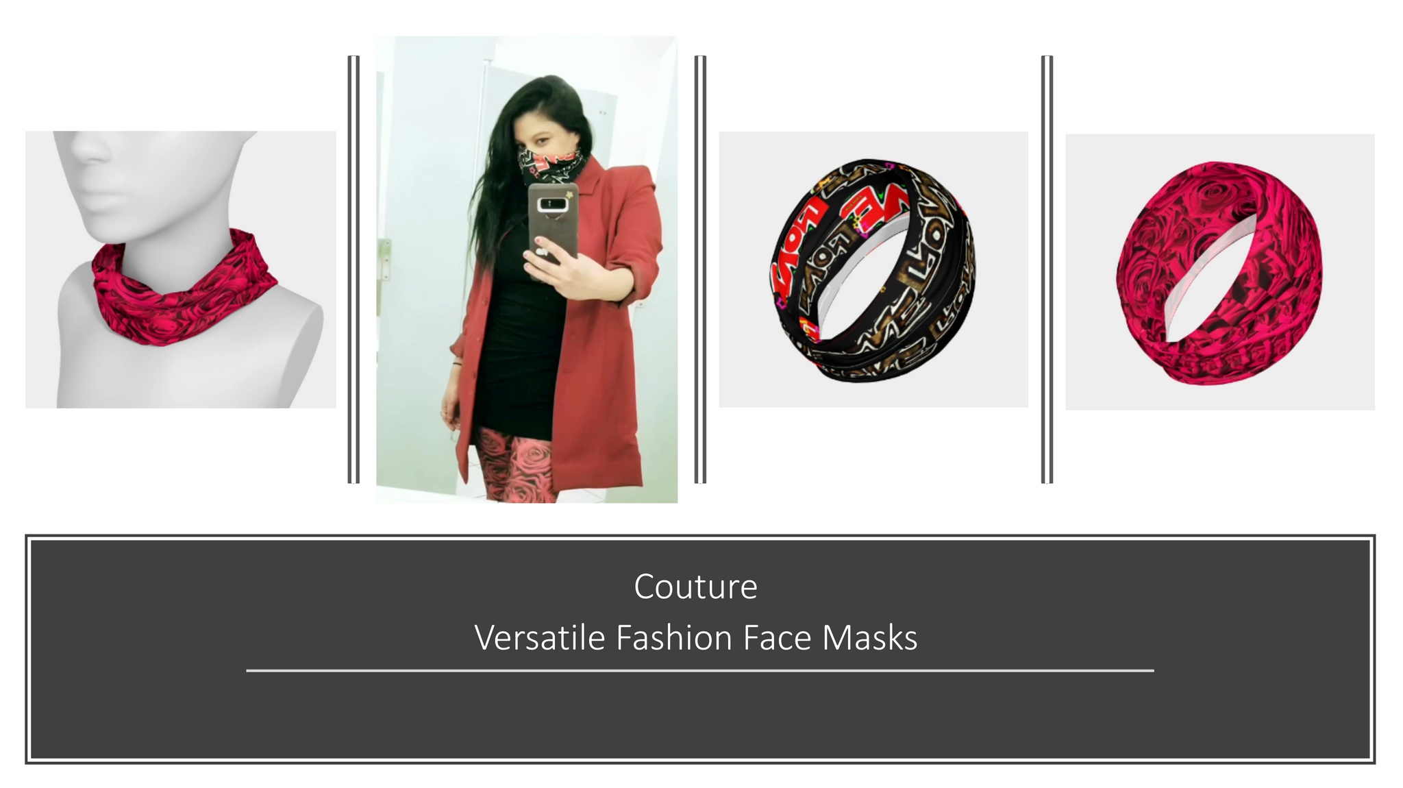 J'aime has created custom couture versatile fashion face masks that you can wear as a layer of protection during the coronavirus. 