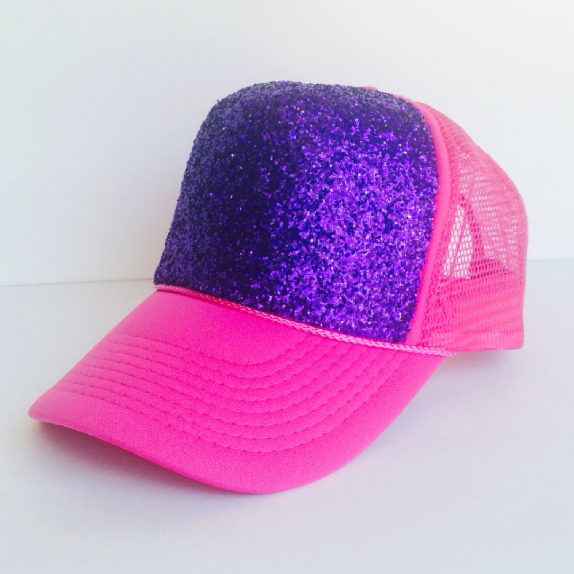 Gitter Trucker Hat - Purple Pink Baseball Cap - Sparkly Snapback Hat