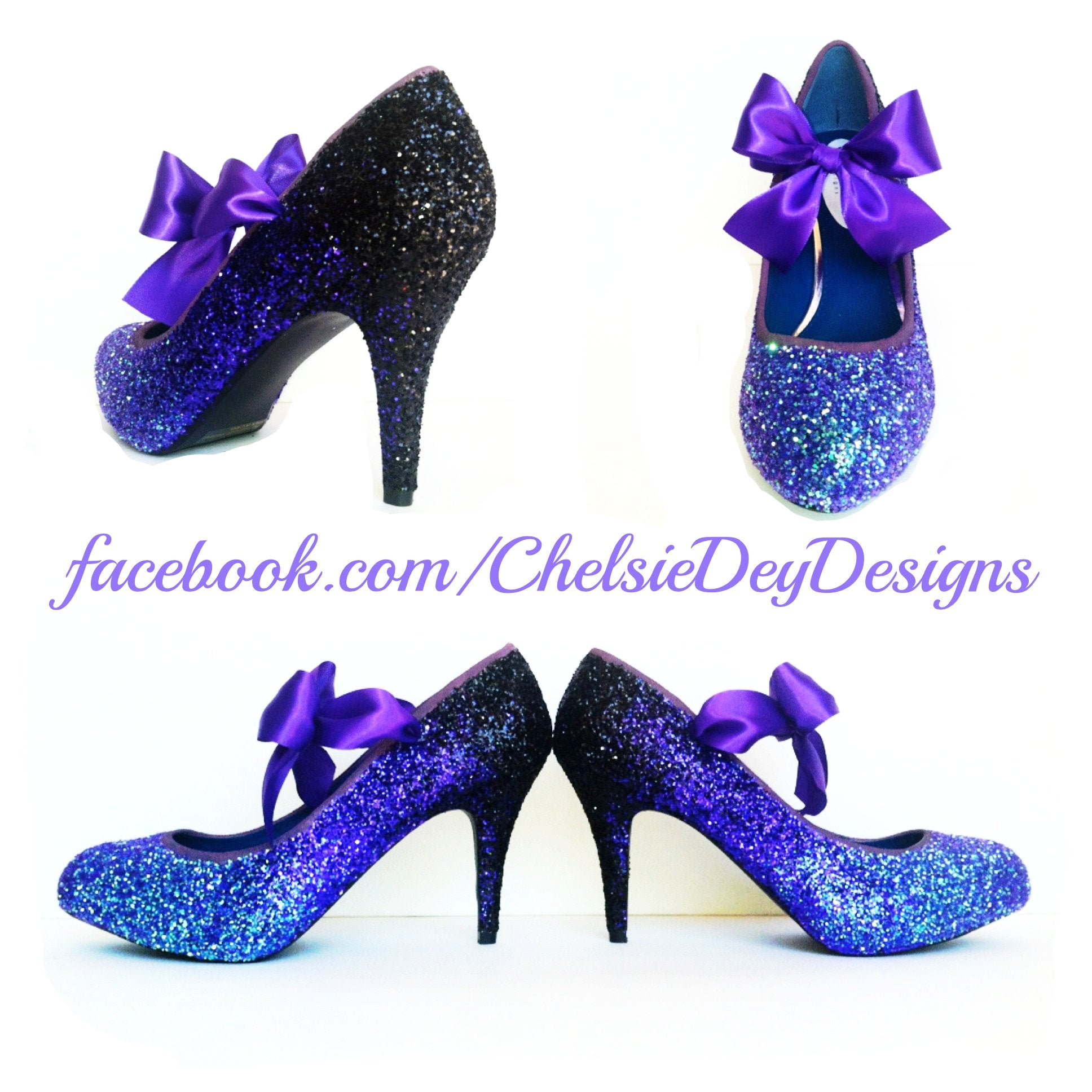 Purple Ombre Glitter High Heels, Aqua 