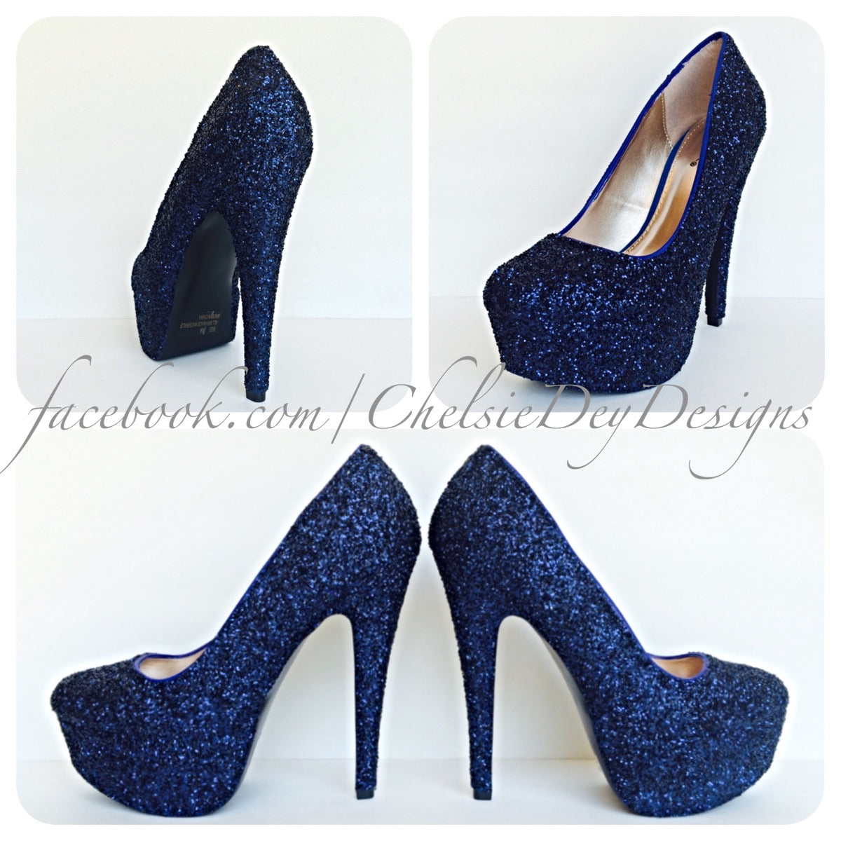 navy blue glitter heels