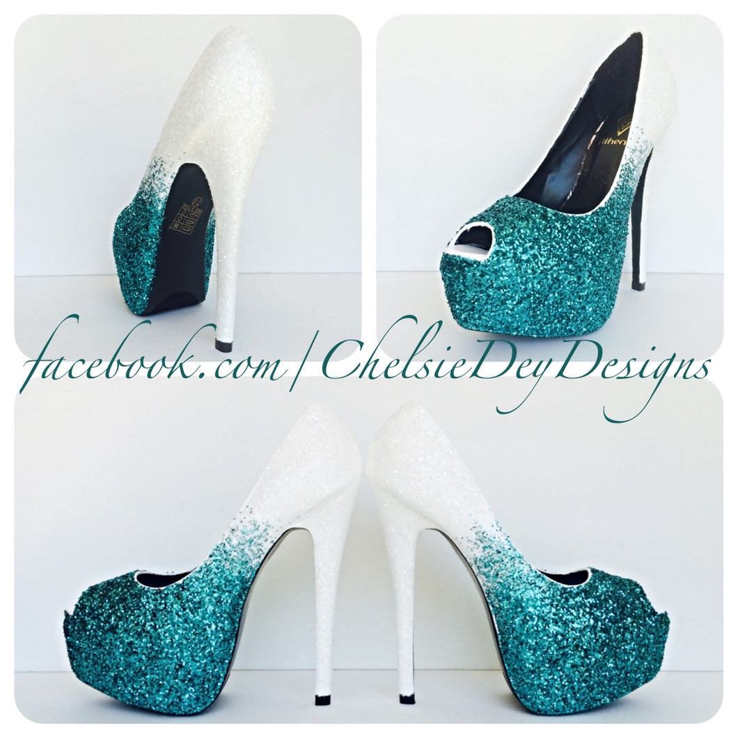 teal open toe heels