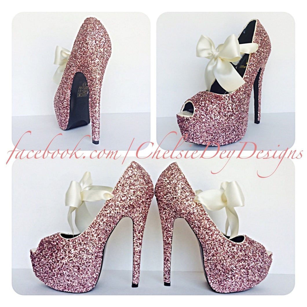 pale pink peep toe shoes