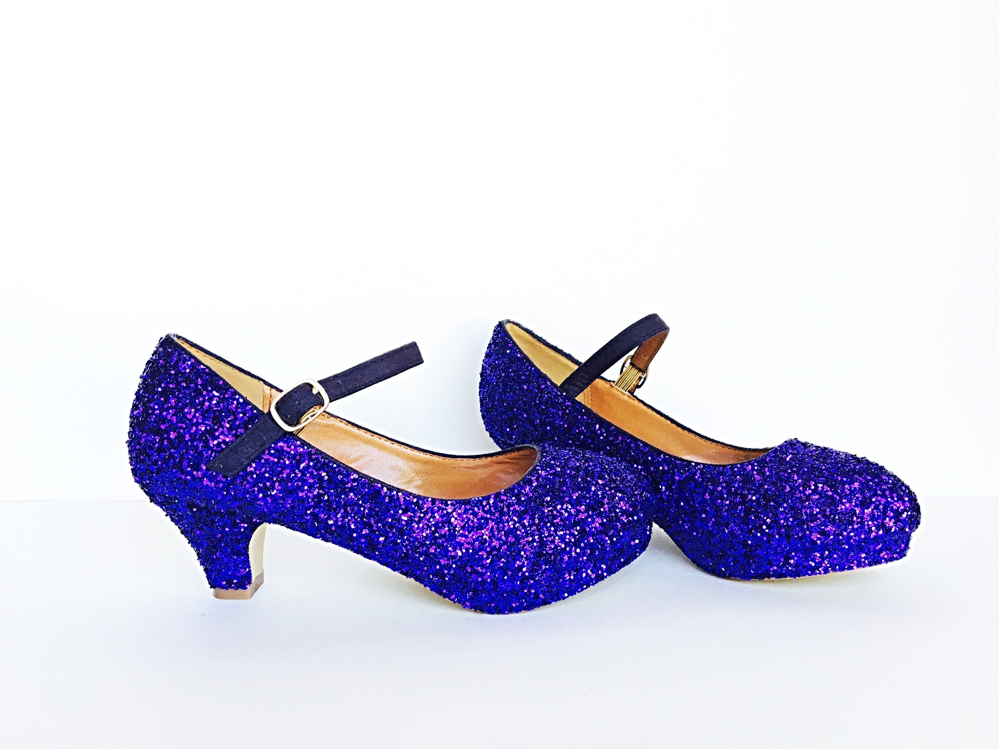 Purple Glitter Girls Heels - Flower Girl Shoes - Sparkly Kids Shoes