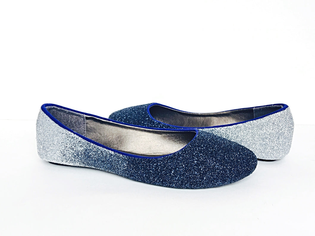 blue glitter flats