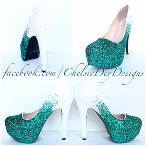 green sparkly heels