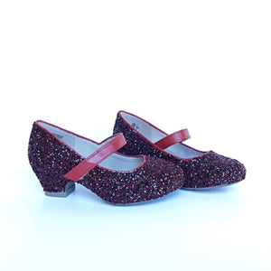 burgundy sparkly heels