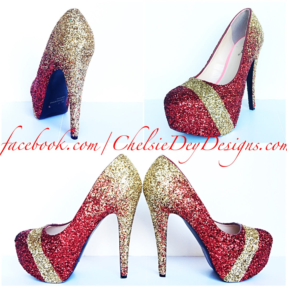 red and gold heels for prom