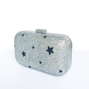 silver glitter suitcase