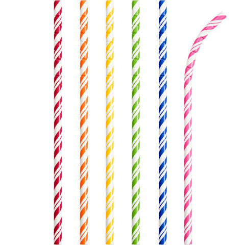 Straws Magenta Candy Striped