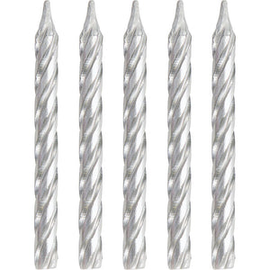 Silver Spiral Candles, 24 ct by Creative Converting
