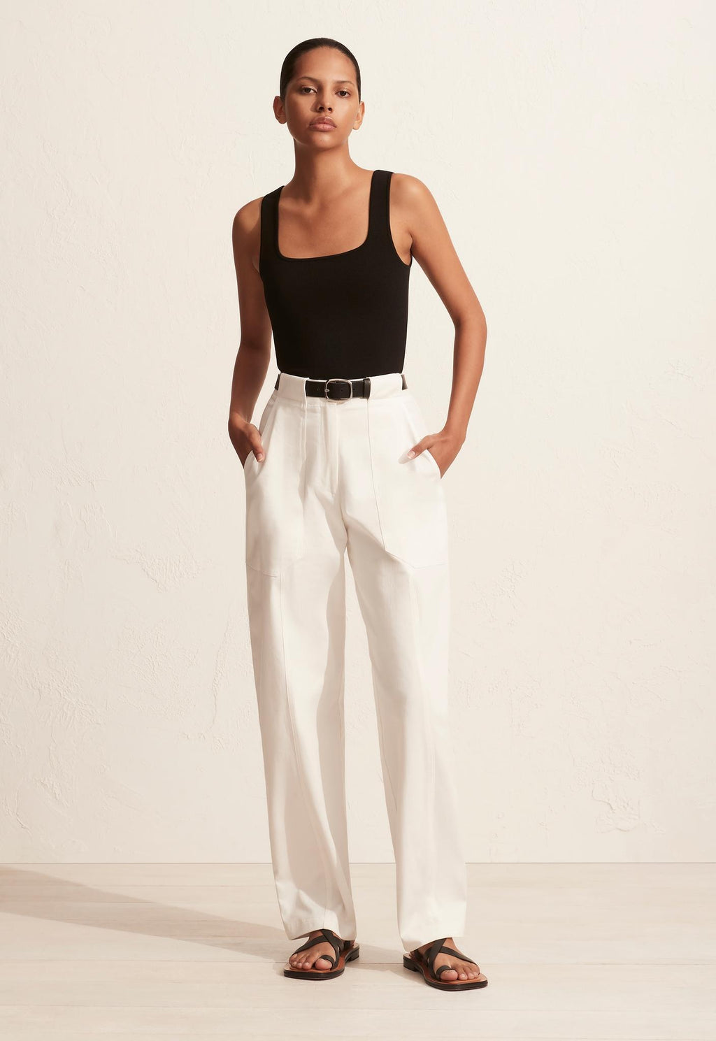 Chalk Linen Trouser - Women's High Waisted Pants