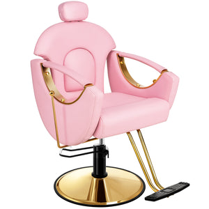 pink reclining salon chair