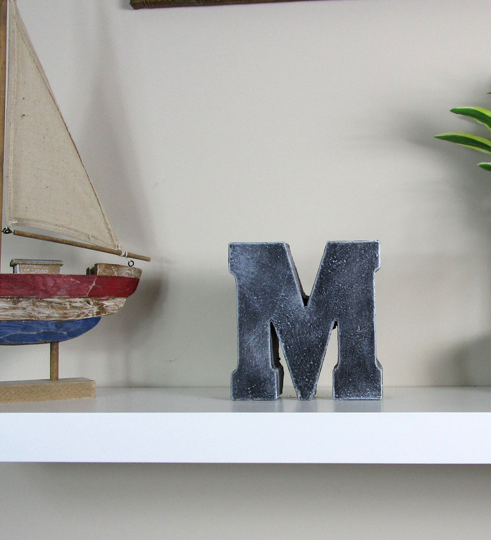 Unique Home Interior Decorating Concrete Letter “M”, Hand