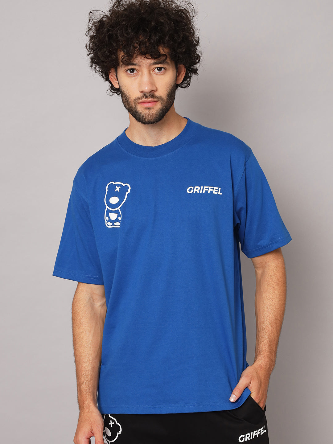 GRIFFEL Men Printed Royal Loose fit T-shirt and Short Set