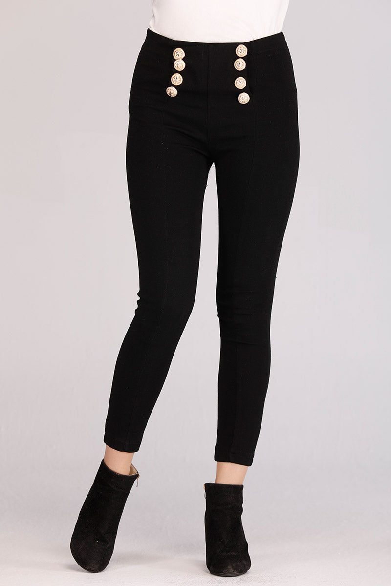 BLACK HIGH WAIST PANTS, UNDEFINED, MANTRA