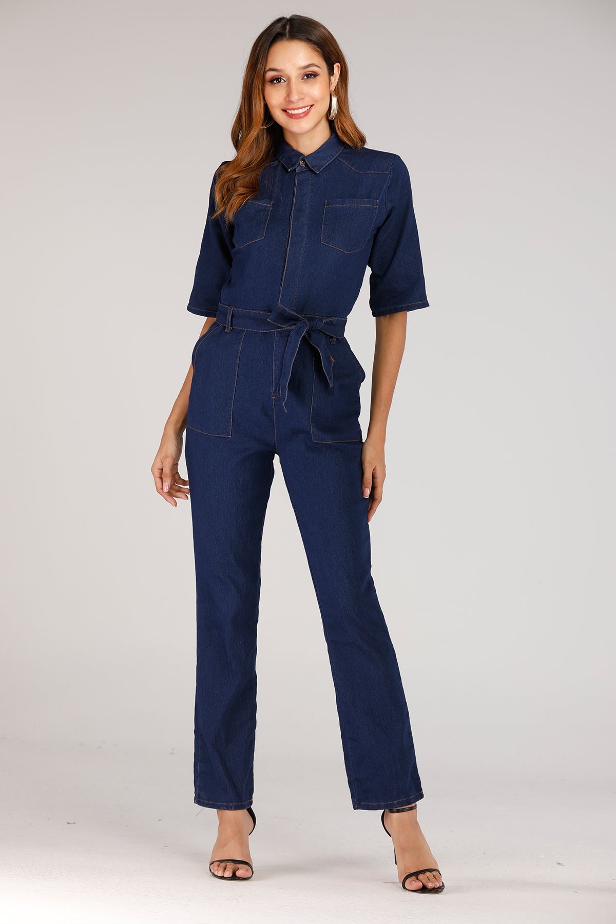 full sleeve denim jumpsuit