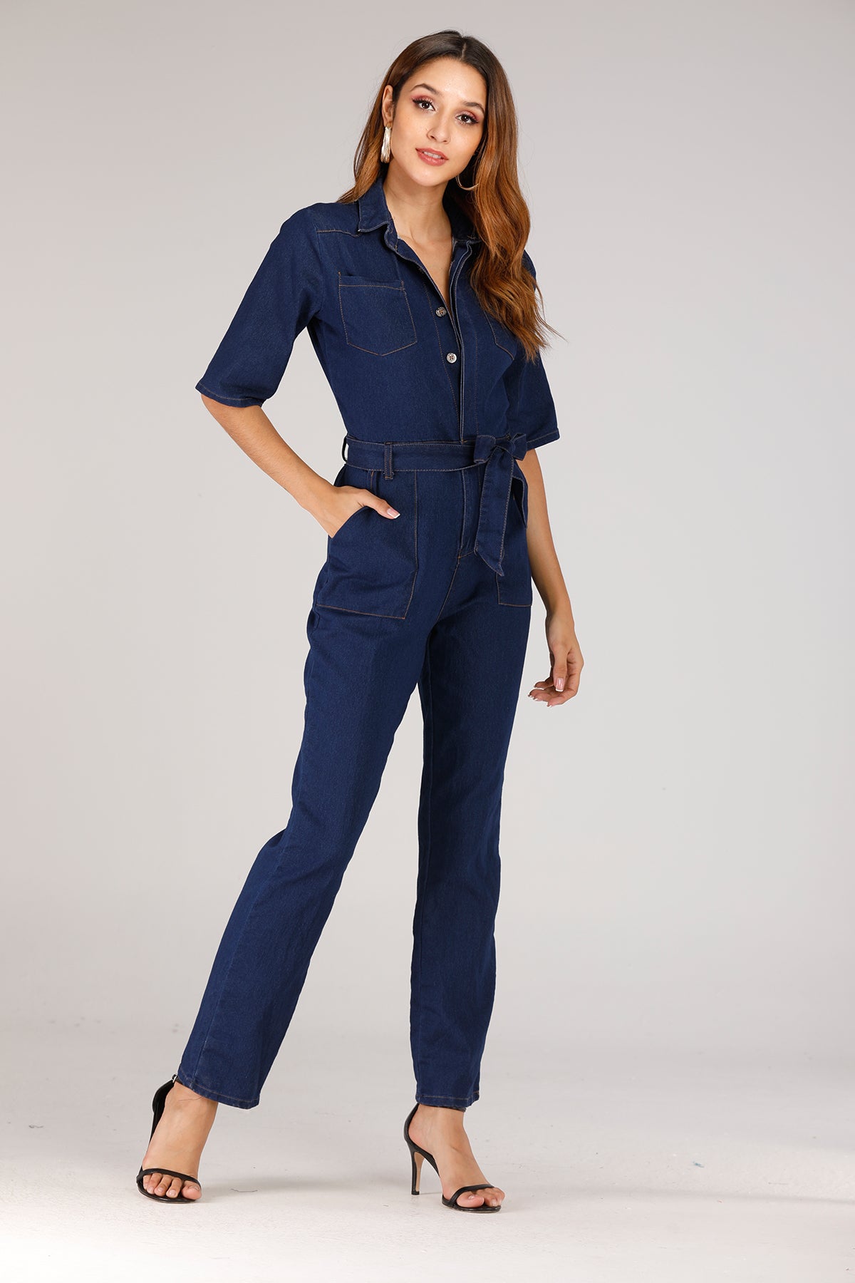 full sleeve denim jumpsuit