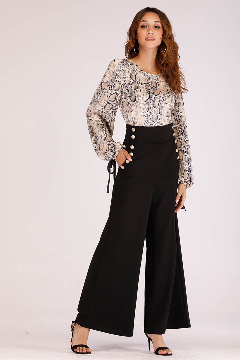 BLACK HIGH WAIST PANTS, UNDEFINED, MANTRA