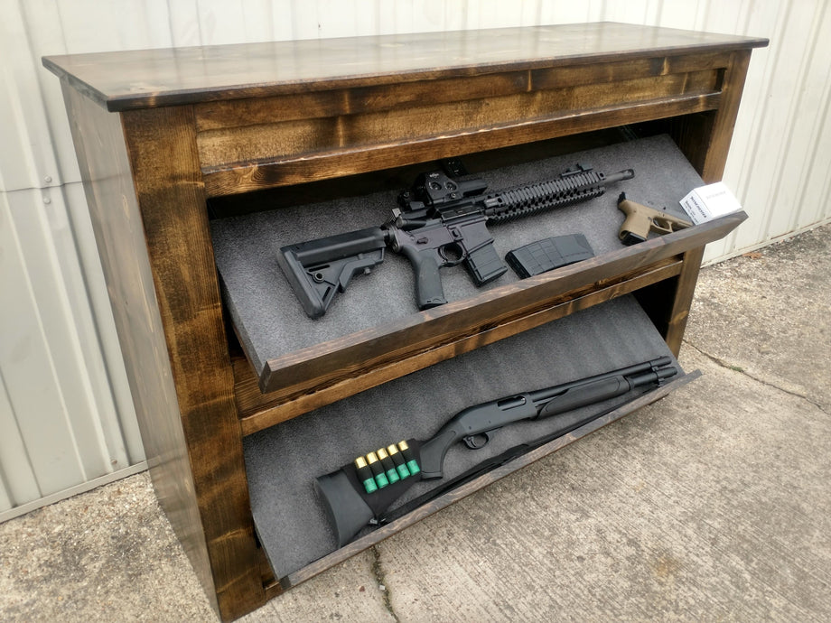 Hidden Gun Storage Shelf With Dual Drop Down Concealed Compartments