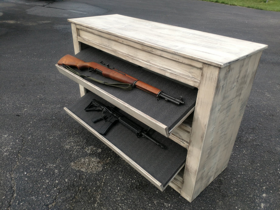 Hidden Gun Storage Shelf With Dual Drop Down Concealed Compartments