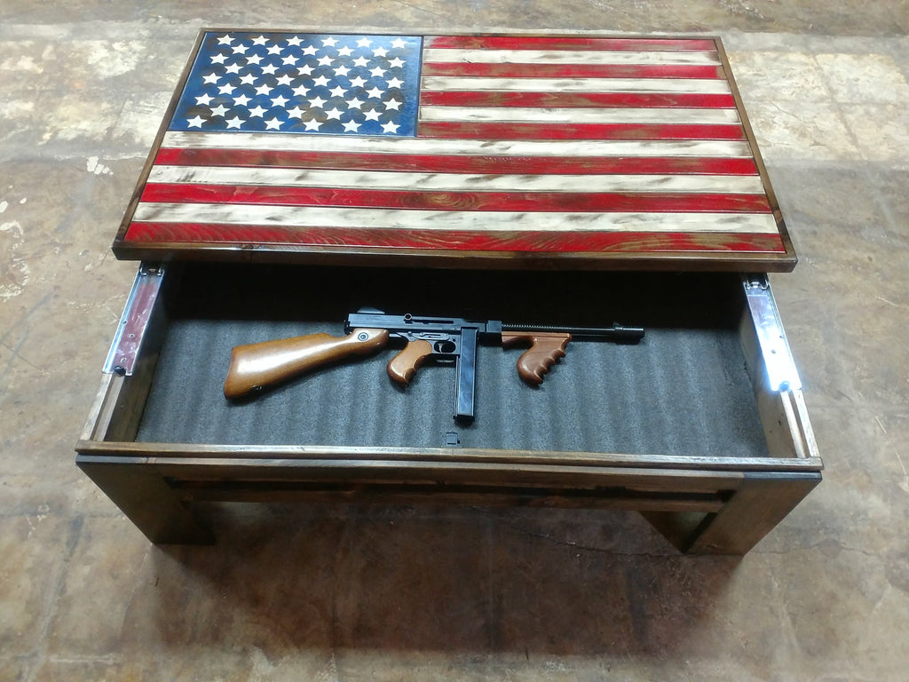 Tactical Furniture Rustic American Flag Coffee Table Liberty