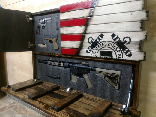 Wooden American Flag Gun Case Concealment Flag Liberty Home