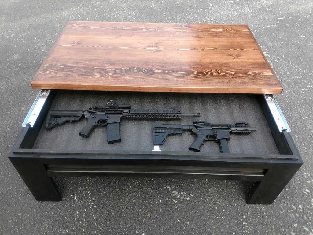 Sliding Top Concealment Coffee Table And Tactical Gun Safe