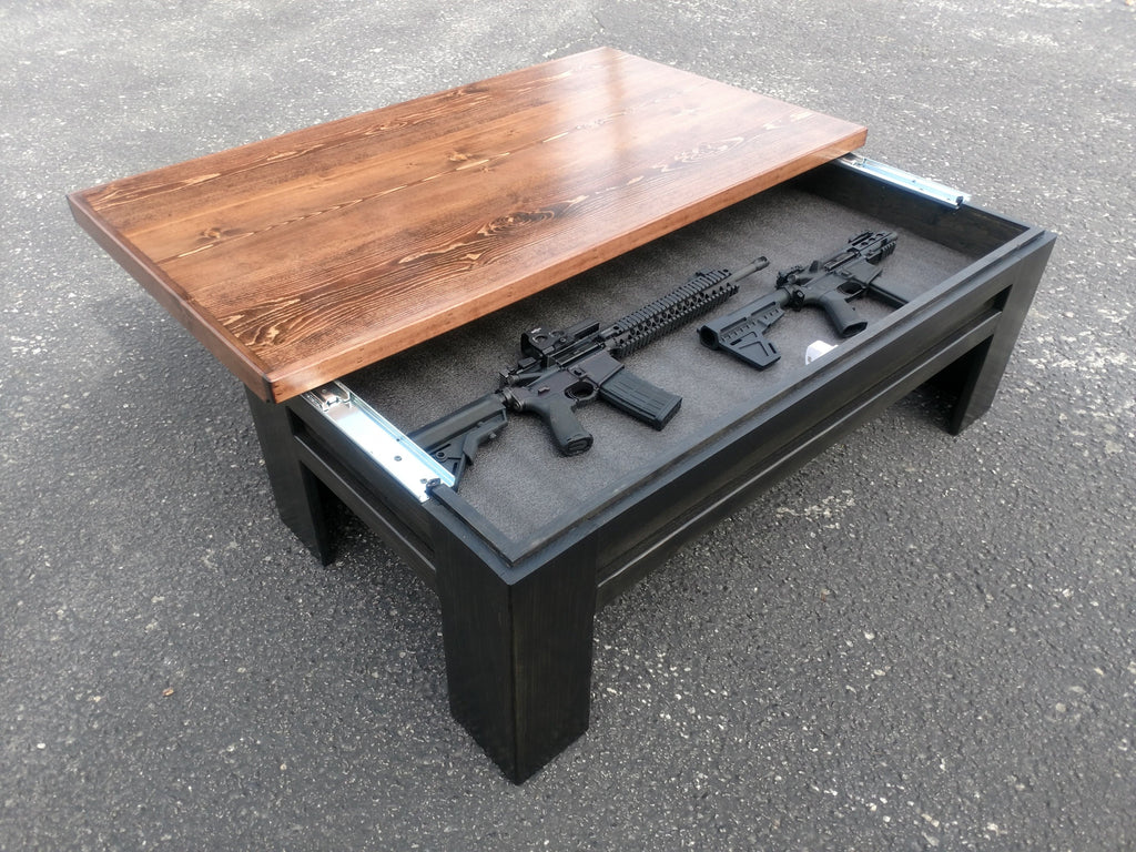 Sliding Top Concealment Coffee Table And Tactical Gun Safe Liberty Home Concealment