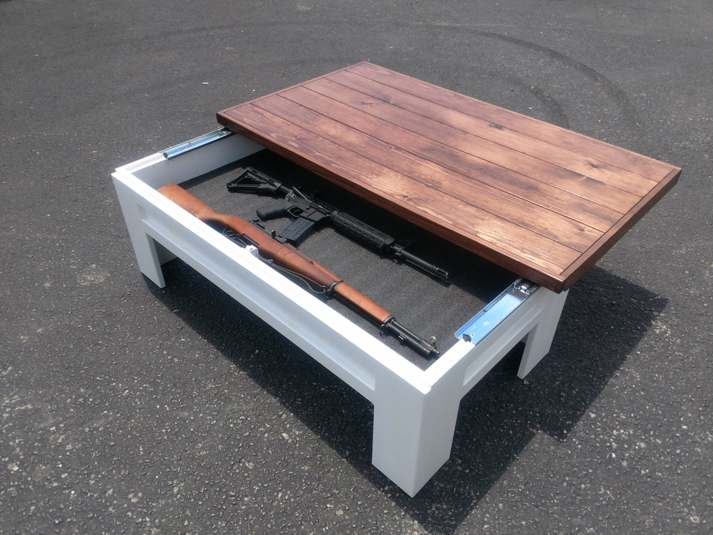 Sliding Top Concealment Coffee Table And Tactical Gun Safe Liberty Home Concealment