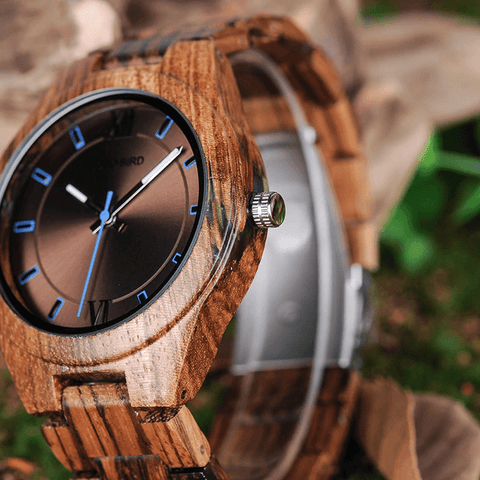 Bobo Bird Q05-1-Zebra wooden bamboo case mounted with resin Watch at Total Giftshop