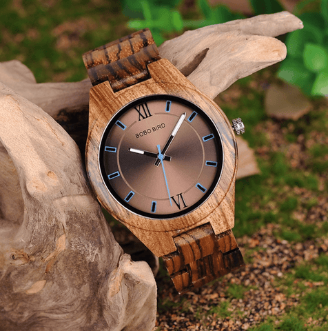 Bobo Bird Q05-1-Zebra wooden bamboo case mounted with resin Watch at Total Giftshop