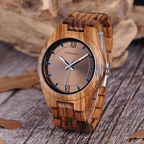 Bobo Bird Q05-1-Zebra wooden bamboo case mounted with resin Watch at Total Giftshop