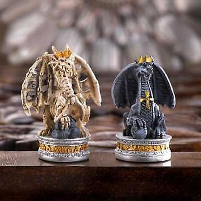 Medieval Theme Black Tower Dragon Figure Chess Set