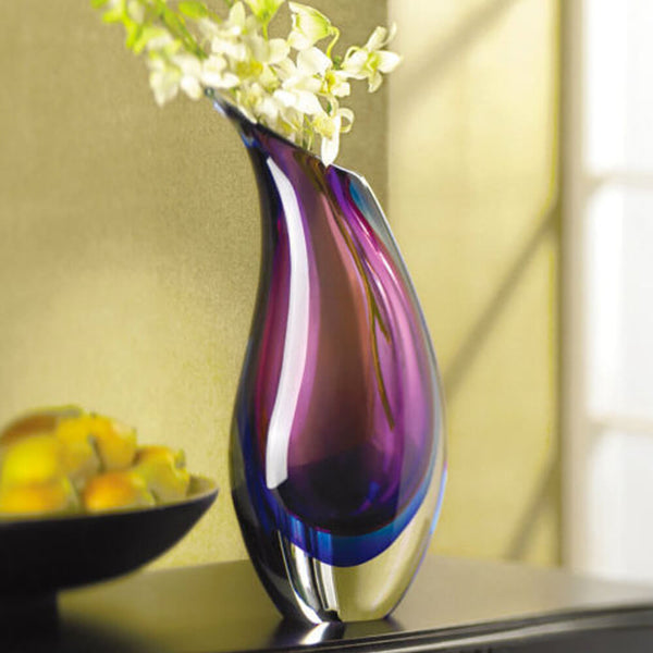 Violet Indigo Swirl Duo Tone Modern Glass flower Vase