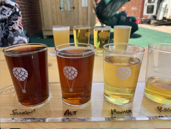 Flights of beer at Roundtrip Brewing Atlanta Georgia 