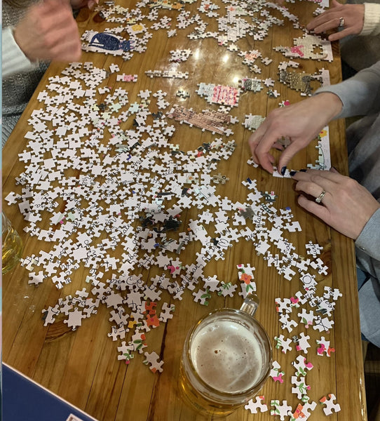 Speed puzzling with beer at Roundtrip Brewing in Atlanta Georgia 