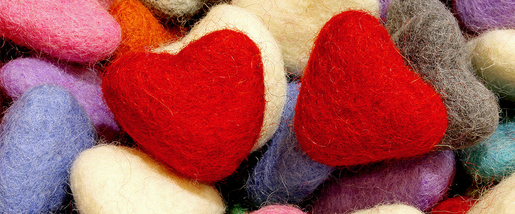 Image of felted Valentine's Day hearts
