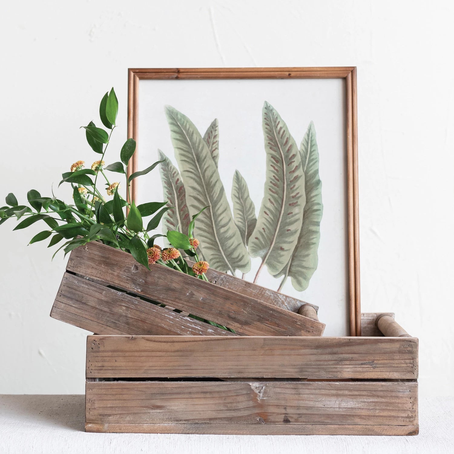 Reclaimed Wood Crates, Natural, Set of 2