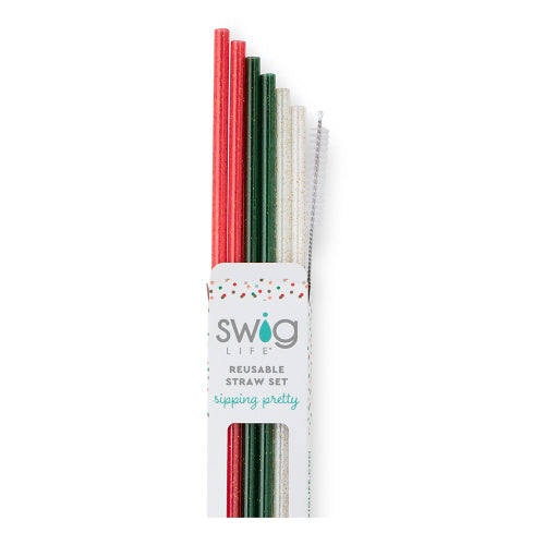 Swig Rainbow Glitter Reusable Straw Set