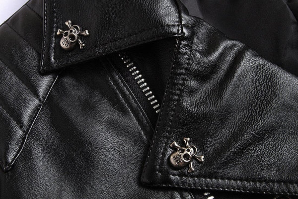 The "Crossbone" Faux Leather Biker Jacket