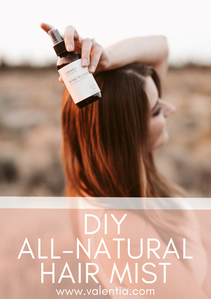 DIY All-Natural Hair Mist feat. Argan Oil, Rose Water, and Frankincense | Create your own luxurious hair mist using this simple combination of organic argan oil, rose water, and frankincense essential oil. Just a few sprays of this naturally nourishing combo is enough to leave you with softer, shinier, healthier, and more manageable hair. | Valentia Artisan Skincare