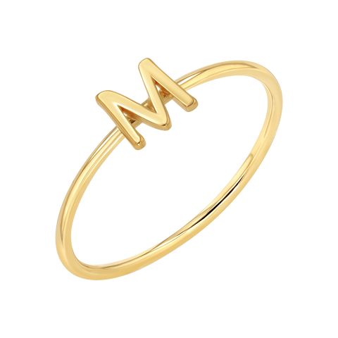 Arzonai Alphabet A- Z letter ring chunky name irregular gold ring adju