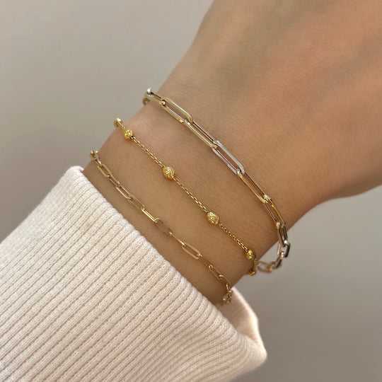 14k Gold Personalized Bracelet Stretch or Clasp - Goldie Girl Bracelets