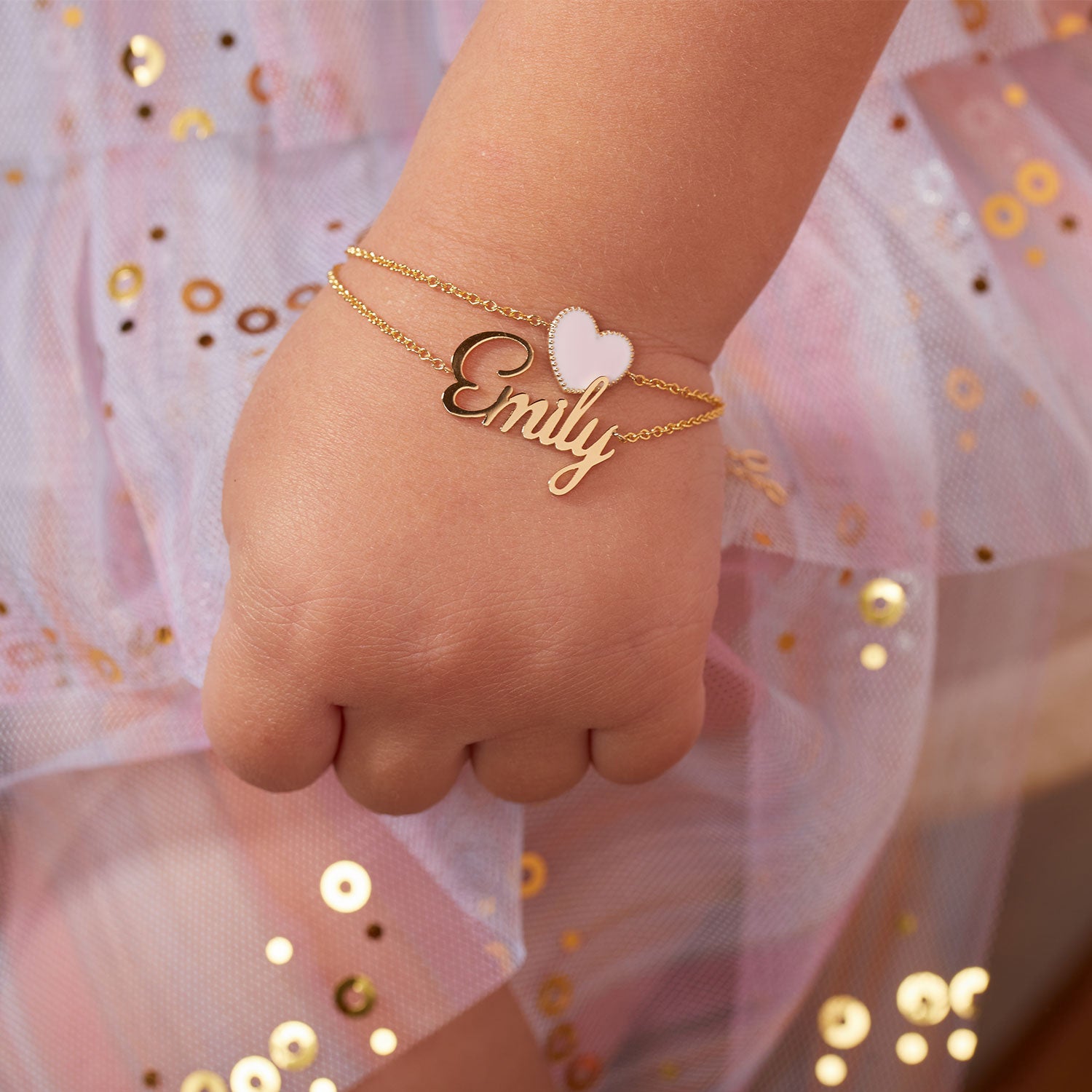 medeleerling viool intelligentie Kids Custom Name Bracelet – Baby Gold