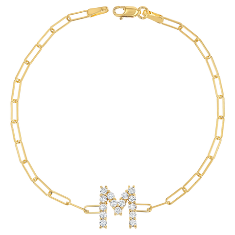 14K Yellow Gold Mini Initial M Bracelet