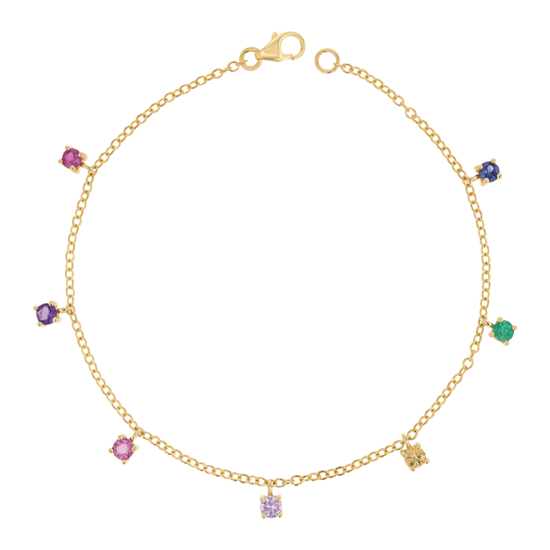 14K Gold Rainbow Gemstone Drop Bracelet – Baby Gold