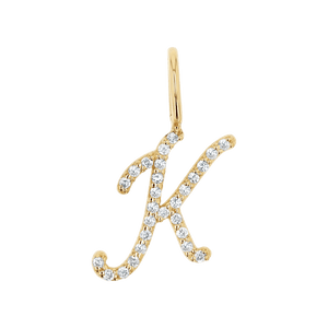 Diamond Pave Letter Charm 14K Rose Gold / 7mm by Baby Gold - Shop Custom Gold Jewelry